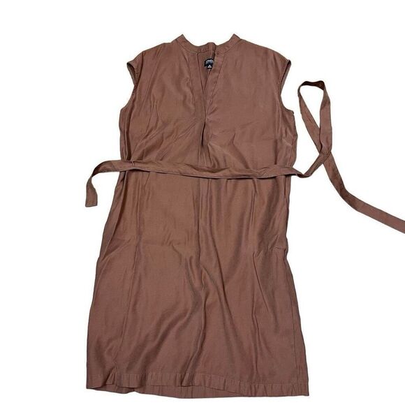 Jones New York Womens Camel Brown Flowy Tie Belted Midi Dress Size 10 - Picture 2 of 11